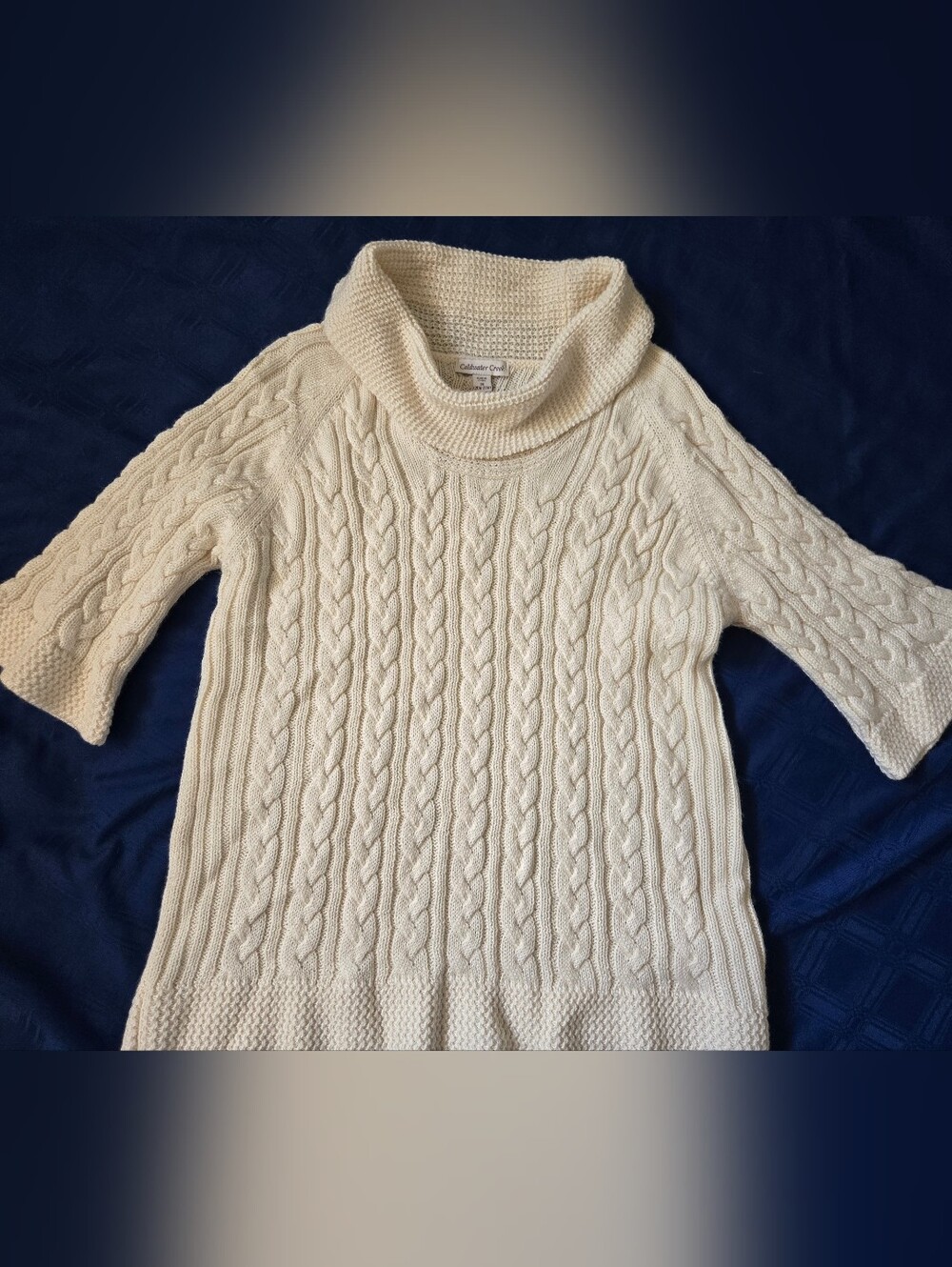 Coldwater Creek Women's Cream Cable Knit Turtleneck Sweater